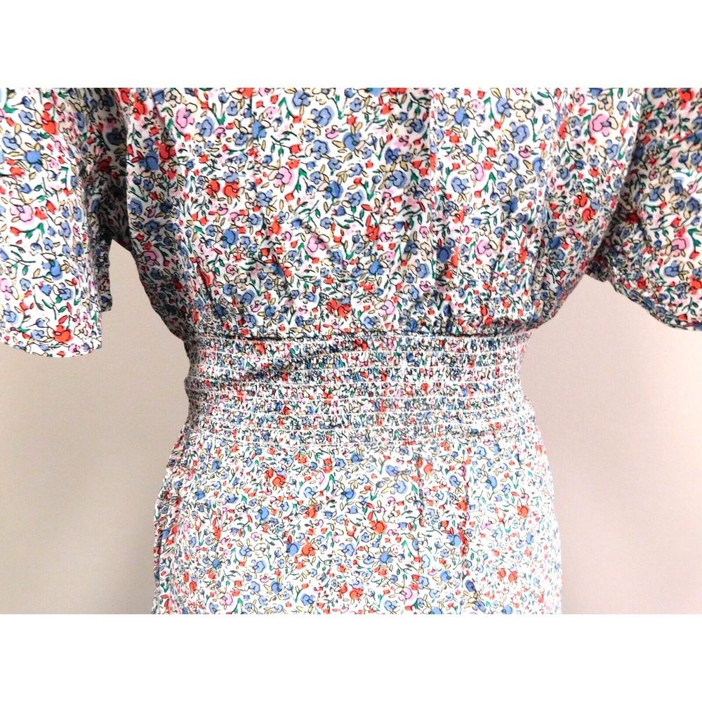 Loft  Women's Dress with Petite Flowers Elastic Waist Short Sleeve Size 6 - Picture 4 of 4